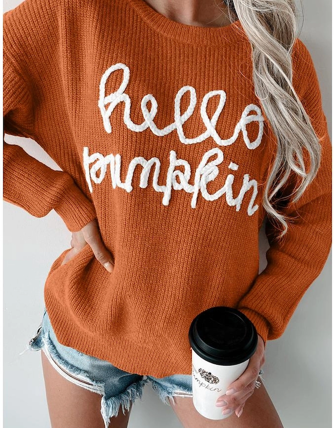 Flamingo Hello Pumpkin Graphic Sweater