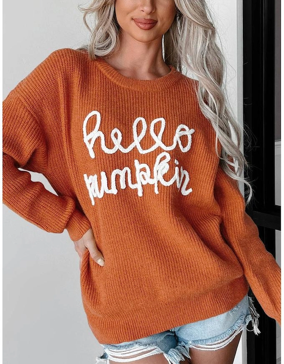 Flamingo Hello Pumpkin Graphic Sweater