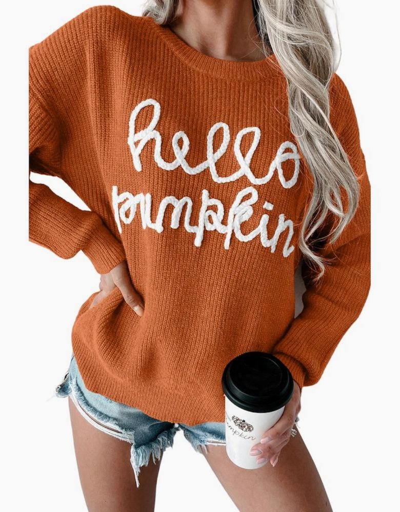 Flamingo Hello Pumpkin Graphic Sweater