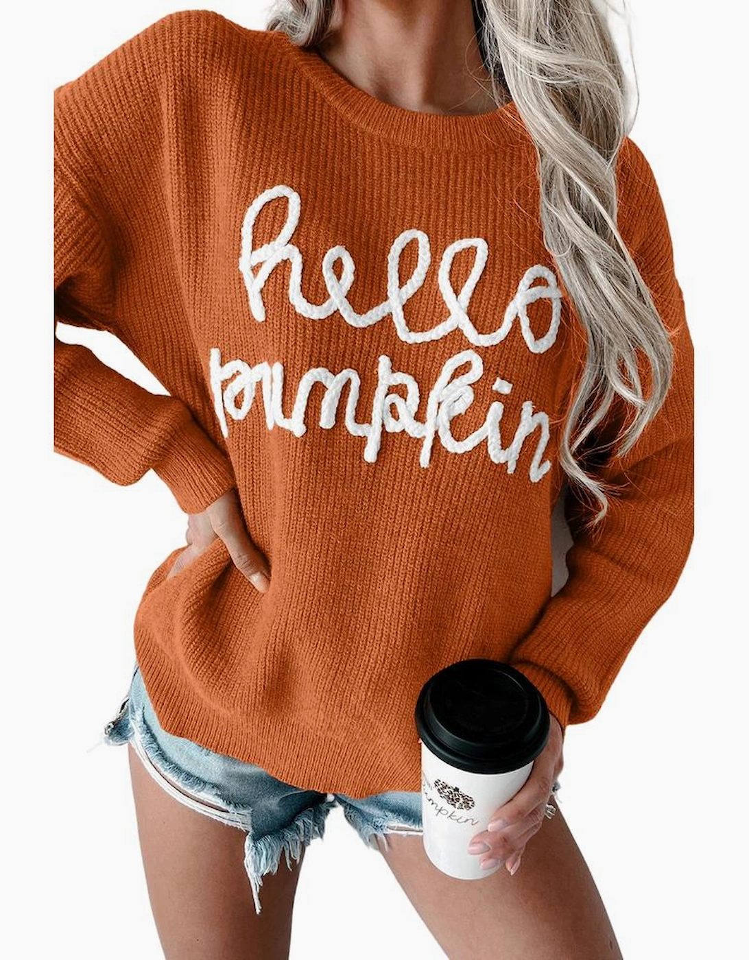 Flamingo Hello Pumpkin Graphic Sweater