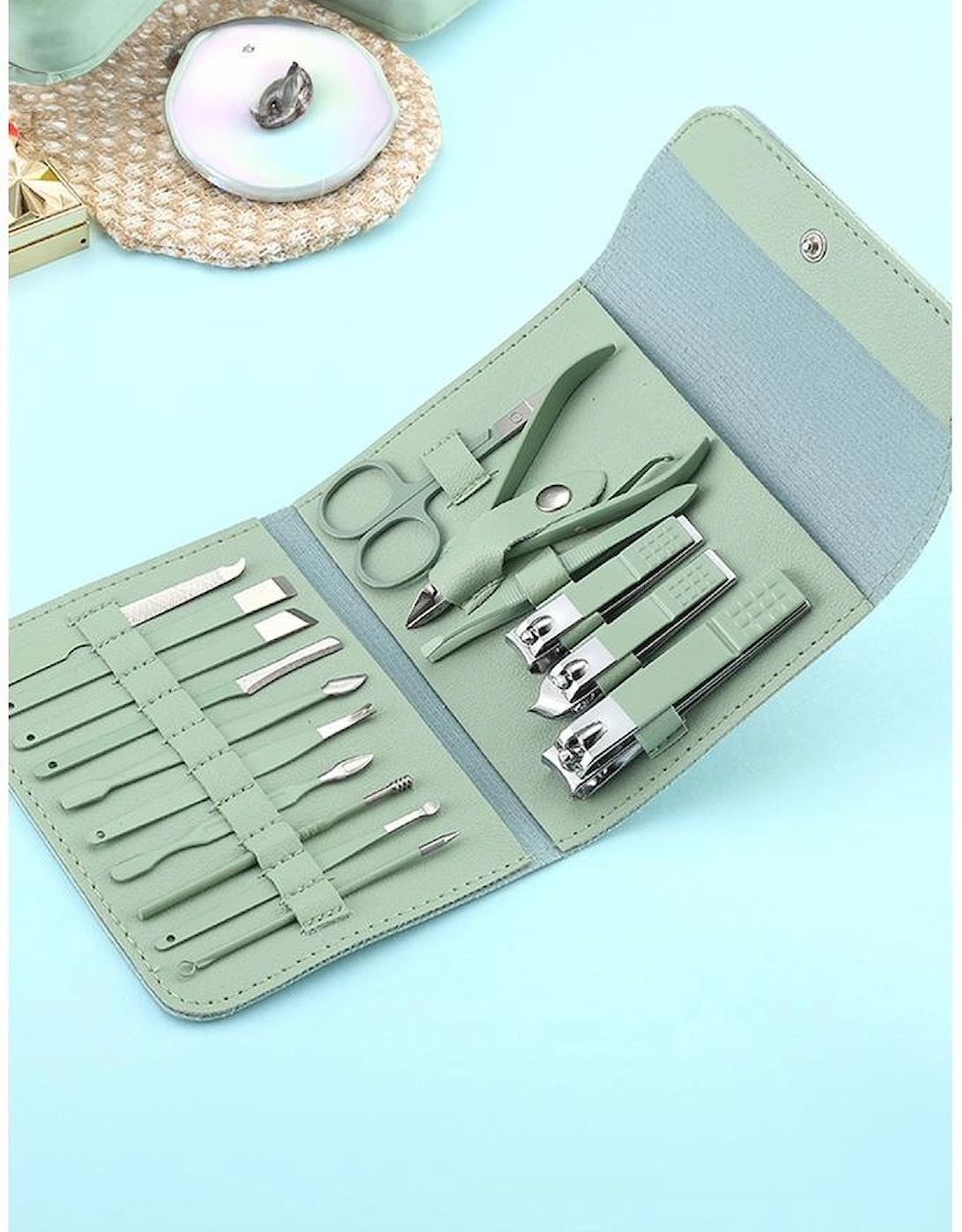 Grass Green 16pcs Portable Manicure Nail Clippers Set, 3 of 2
