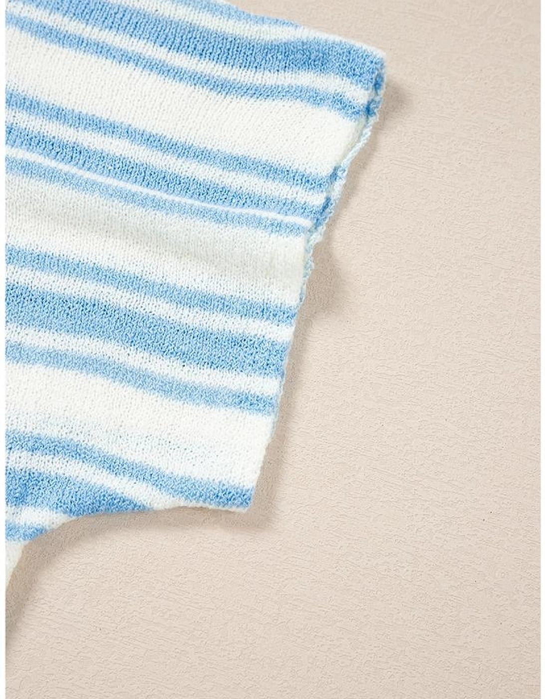 Sky Blue Stripe Boxy Fit Wide Sleeve Sweater T Shirt