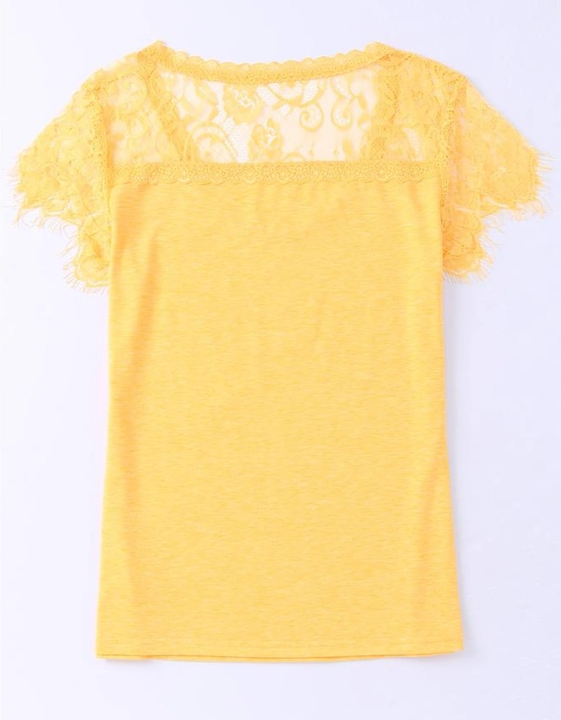 Azura Exchange Lace Crochet Short Sleeve U Neck T Shirt