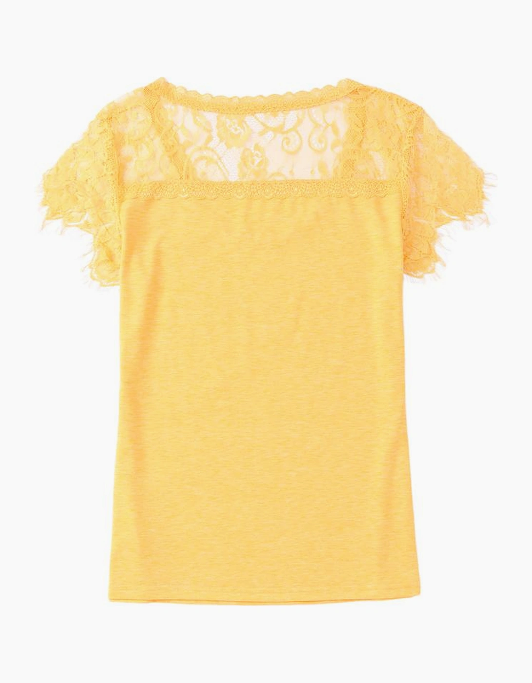 Azura Exchange Lace Crochet Short Sleeve U Neck T Shirt