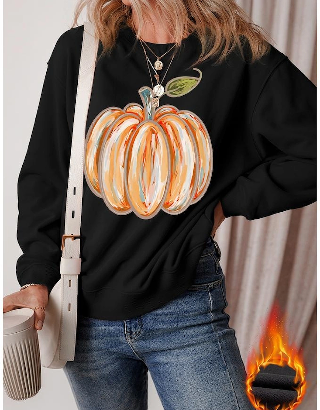 Black Thanksgiving Pumpkin Graphic Drop Shoulder Sweatshirt, 9 of 8