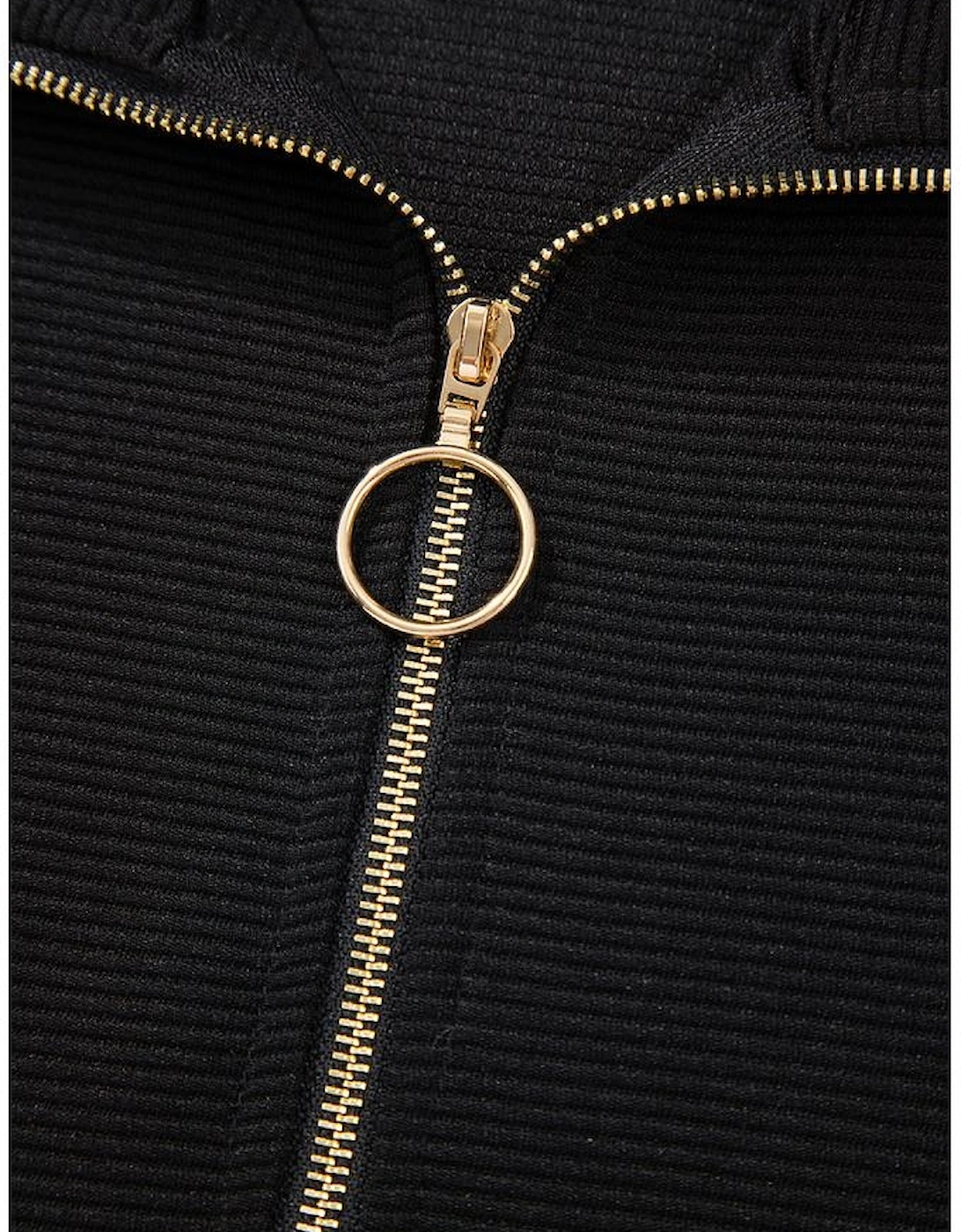 Black Textured Half Zip Kangaroo Pocket Top Drawstring Shorts Set