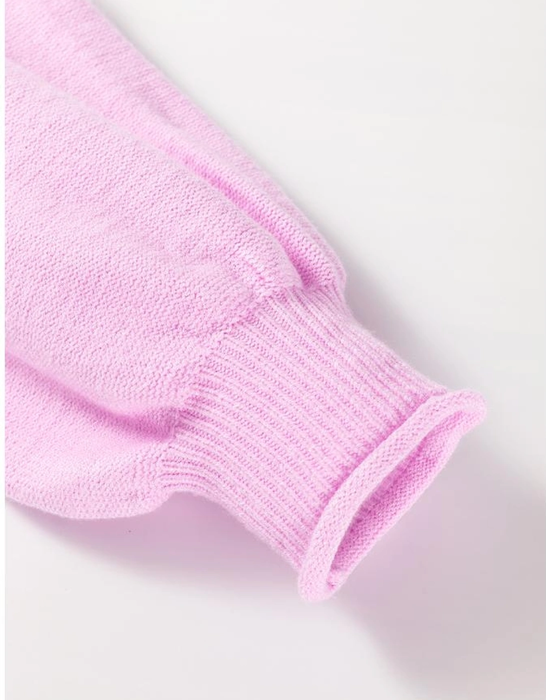 Pink Raw Edge Ribbed Detail Drop Shoulder Sweater