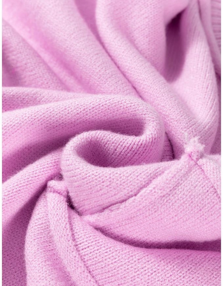 Pink Raw Edge Ribbed Detail Drop Shoulder Sweater