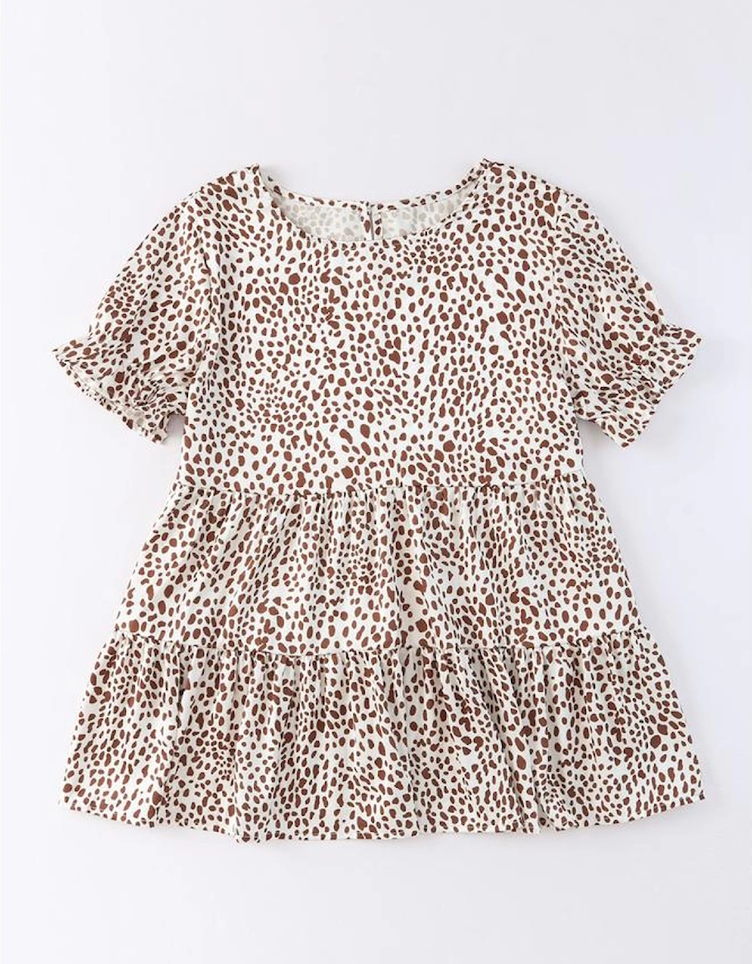Azura Exchange Leopard Tiered Short Sleeve Top