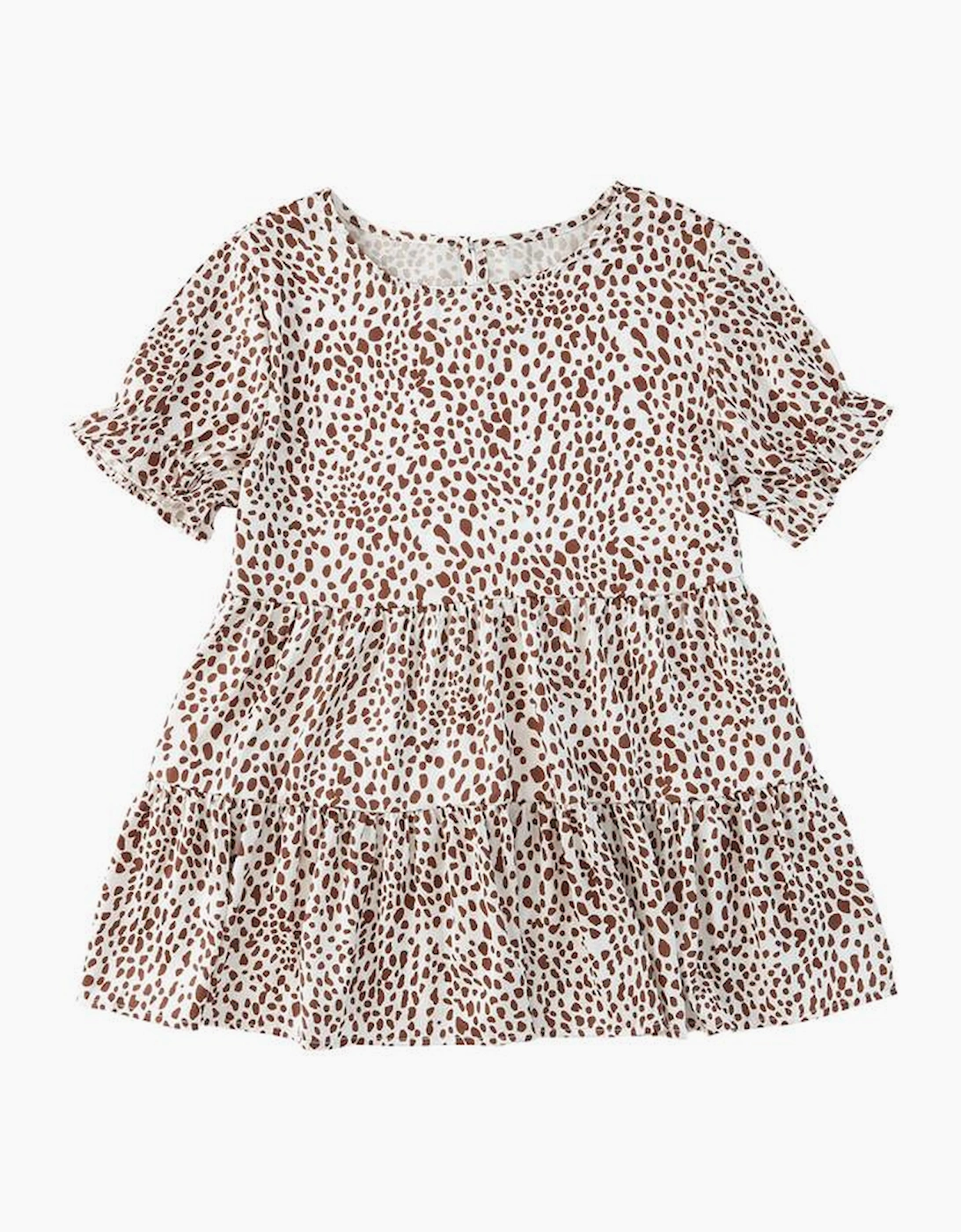 Azura Exchange Leopard Tiered Short Sleeve Top