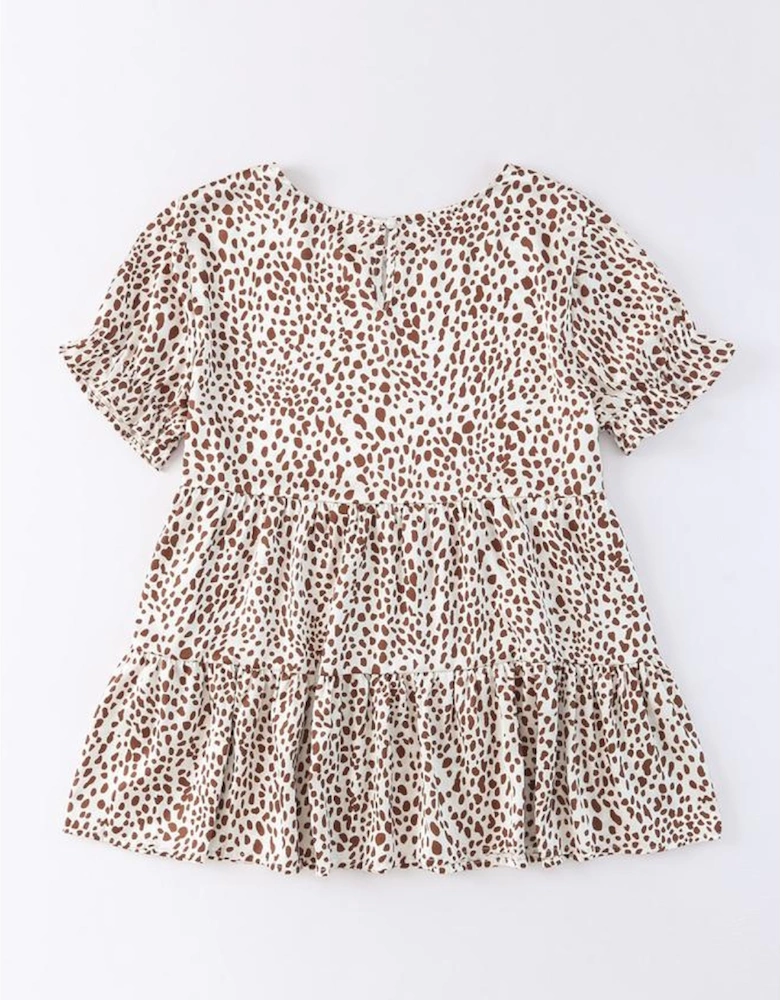 Azura Exchange Leopard Tiered Short Sleeve Top