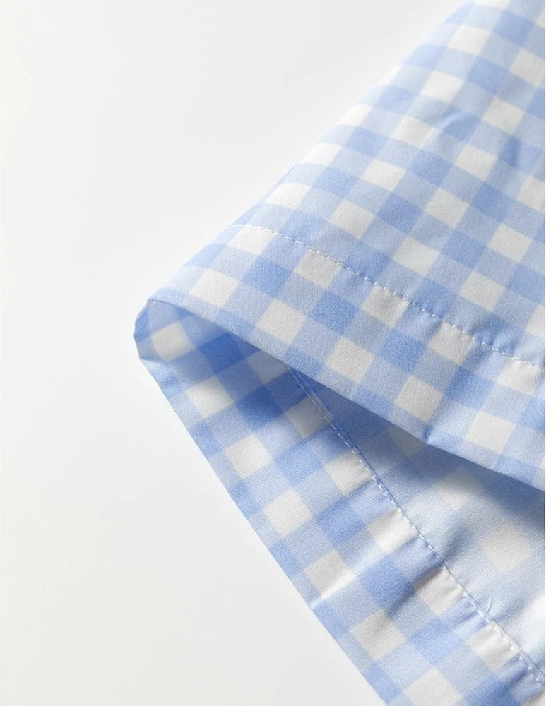 Myosotis Plaid Print Smocked High Waist Womens Loose Pants