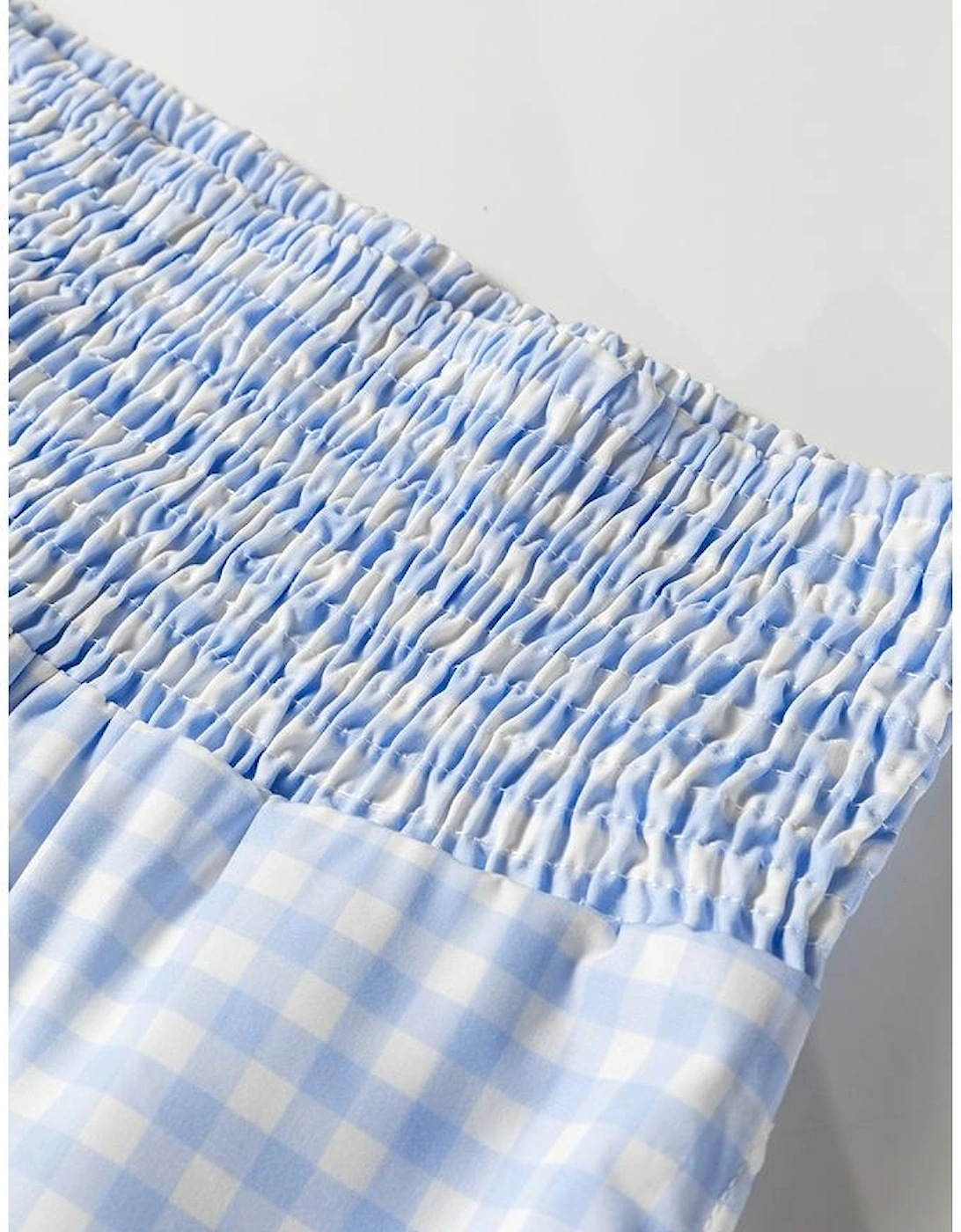 Myosotis Plaid Print Smocked High Waist Womens Loose Pants