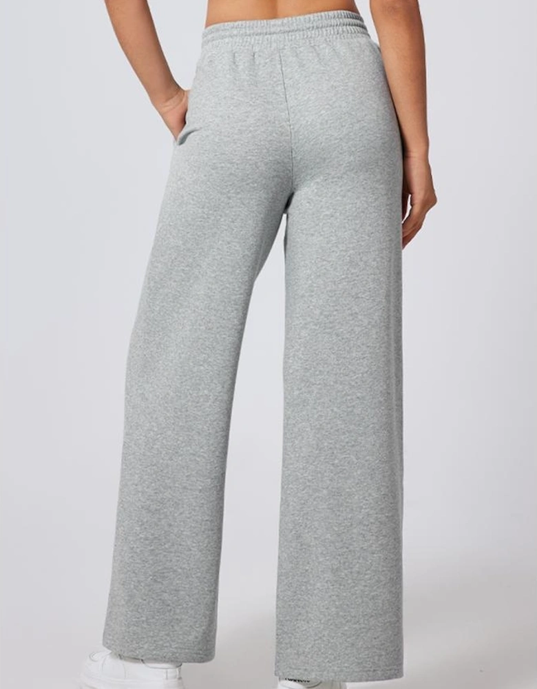 Gray Seamed Drawstring High Waist Wide Leg Sweatpants