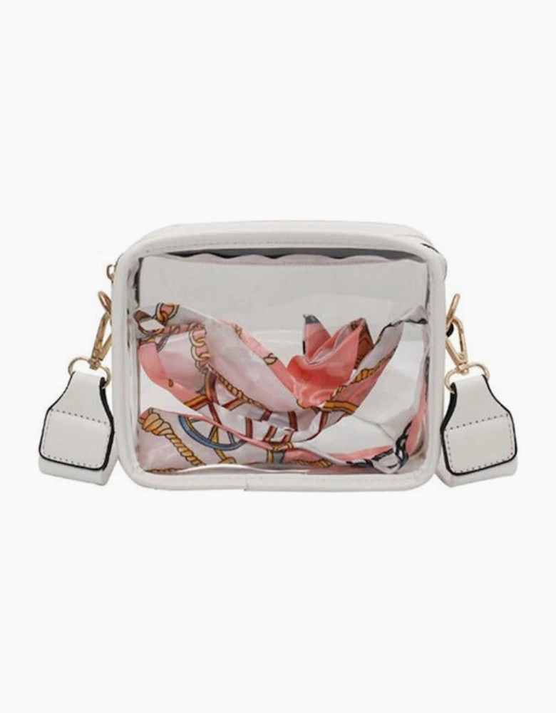 White Clear PVC Leather Strap Crossbody Bag