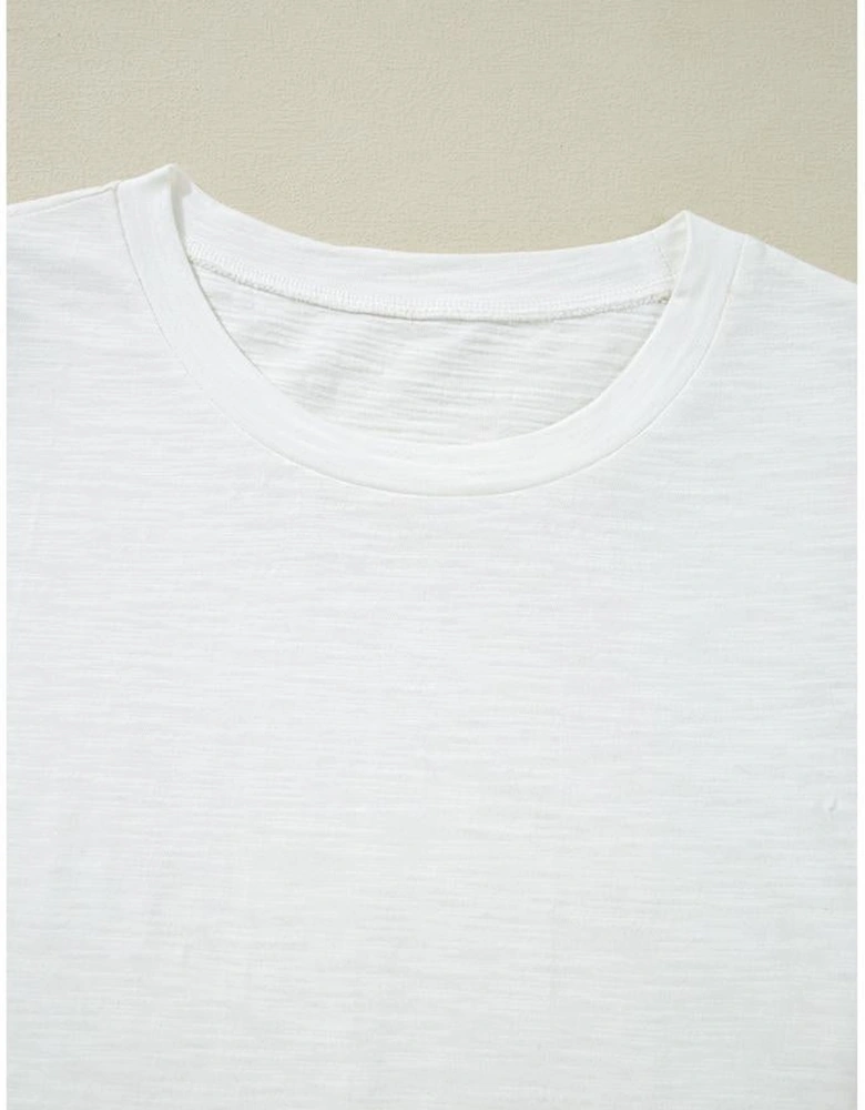 White Floral Lace Eyelet Patched Butterfly Sleeve Blouse