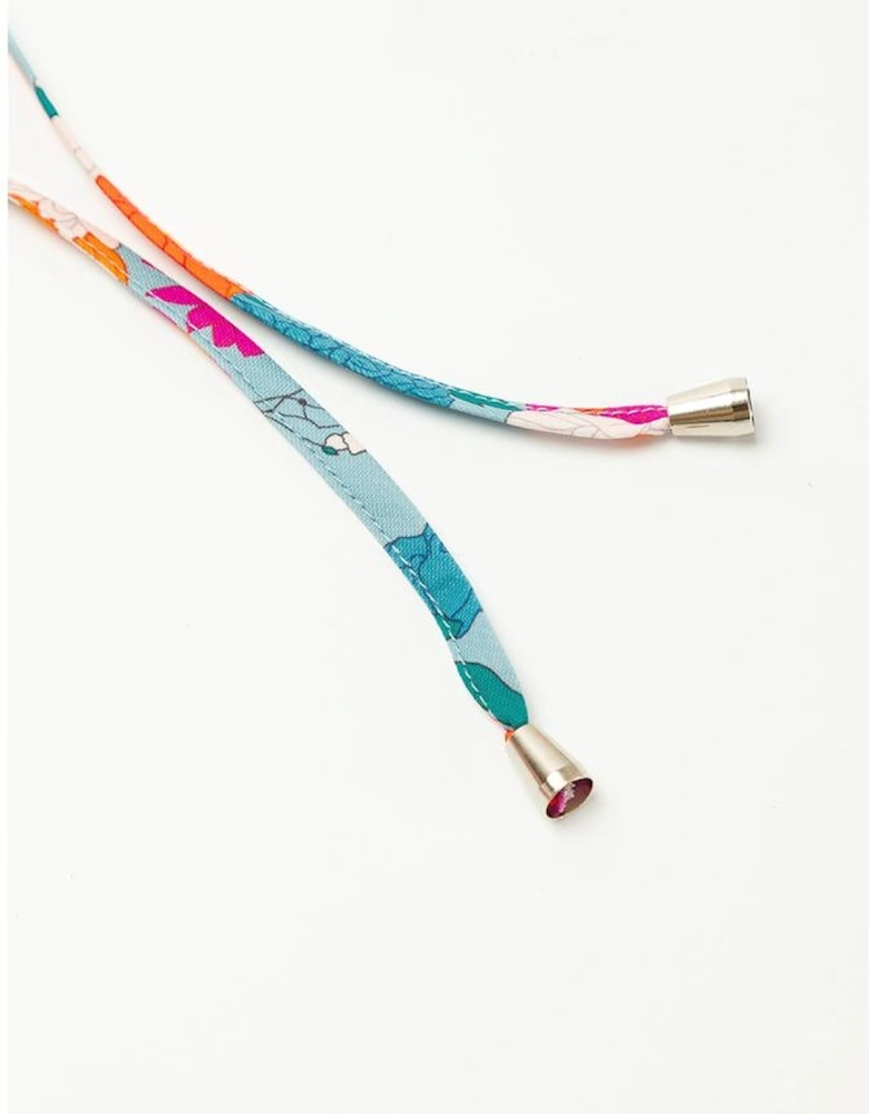 Sky Blue Floral Print Tie Split Neck Bubble Sleeve Babydoll Dress