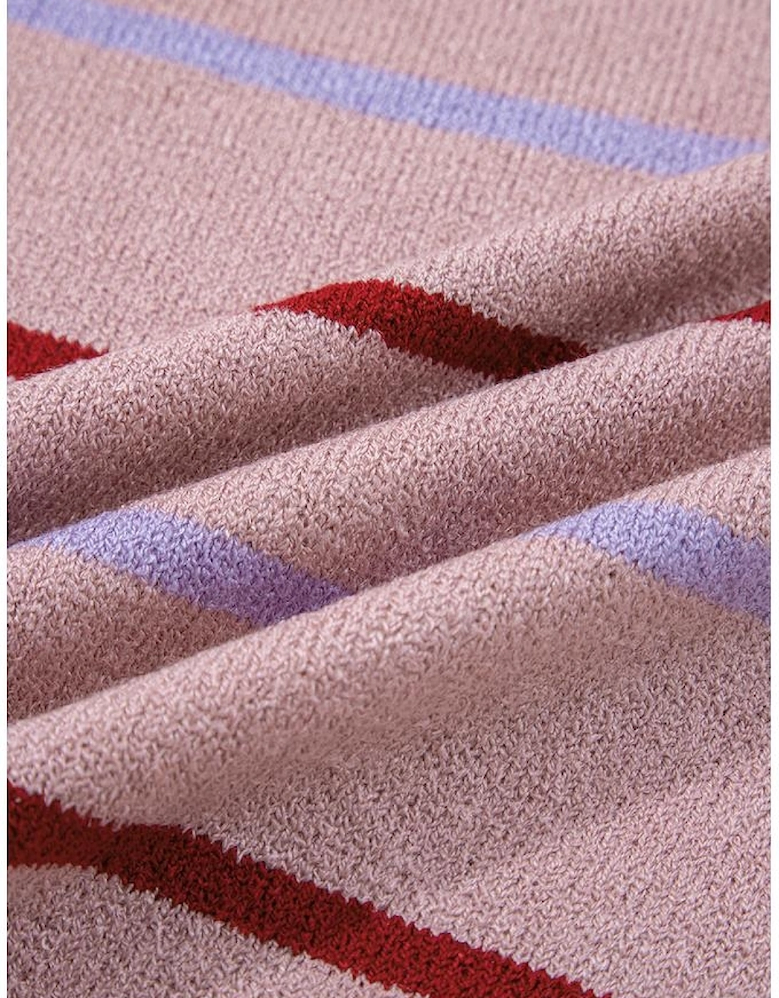 Pink Stripe Ribbed Edge Drop Shoulder Sweater