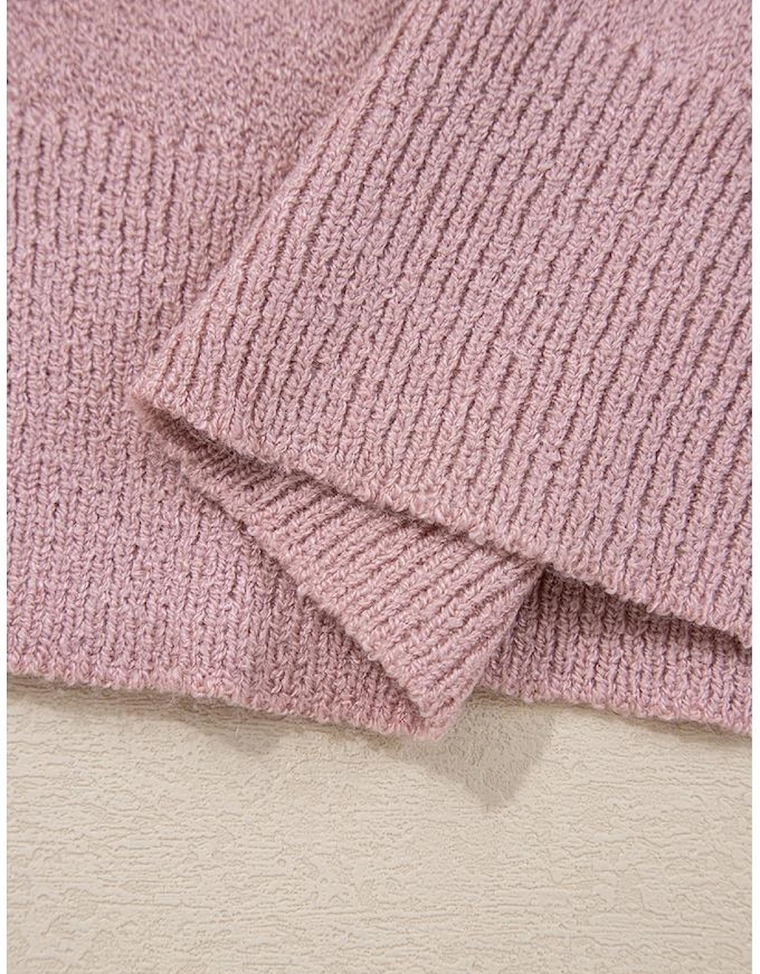 Pink Stripe Ribbed Edge Drop Shoulder Sweater