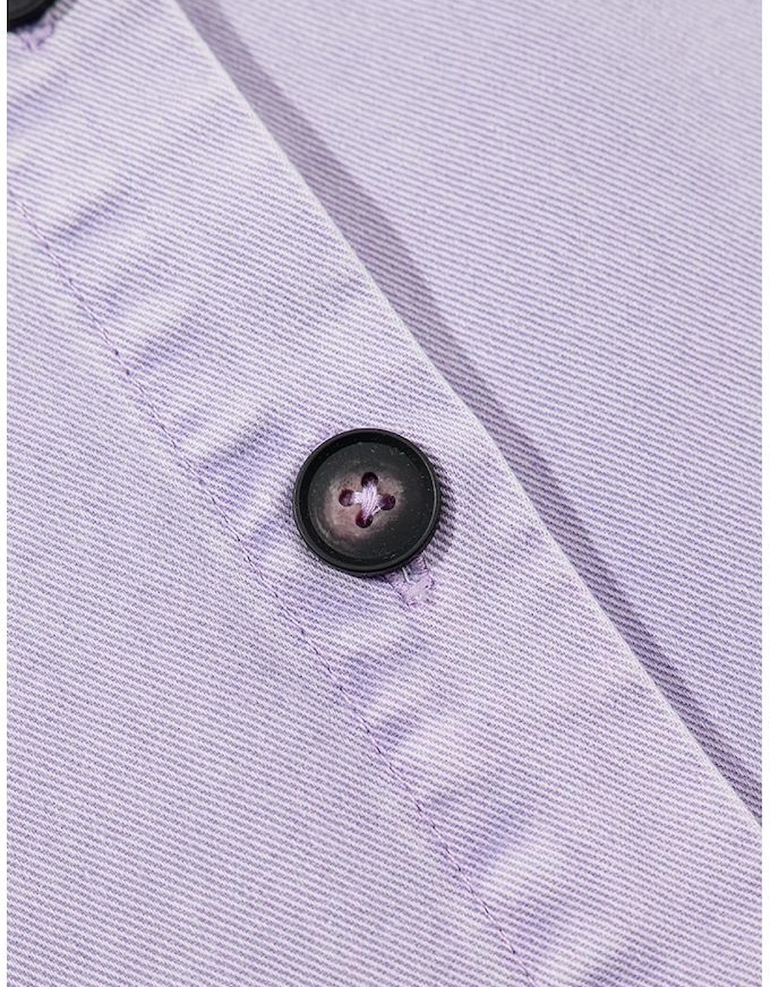 Orchid Petal Short Sleeve Double Chest Pocket Denim Shirt Dress