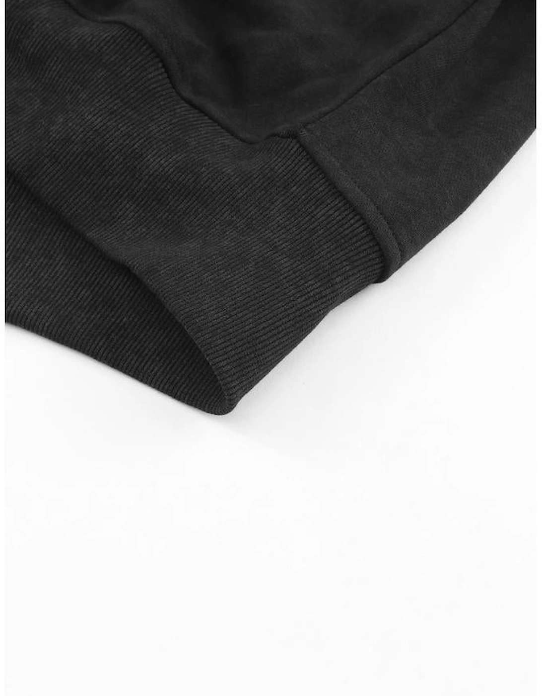 Black Acid Wash V-shape Open Back Sweatshirt