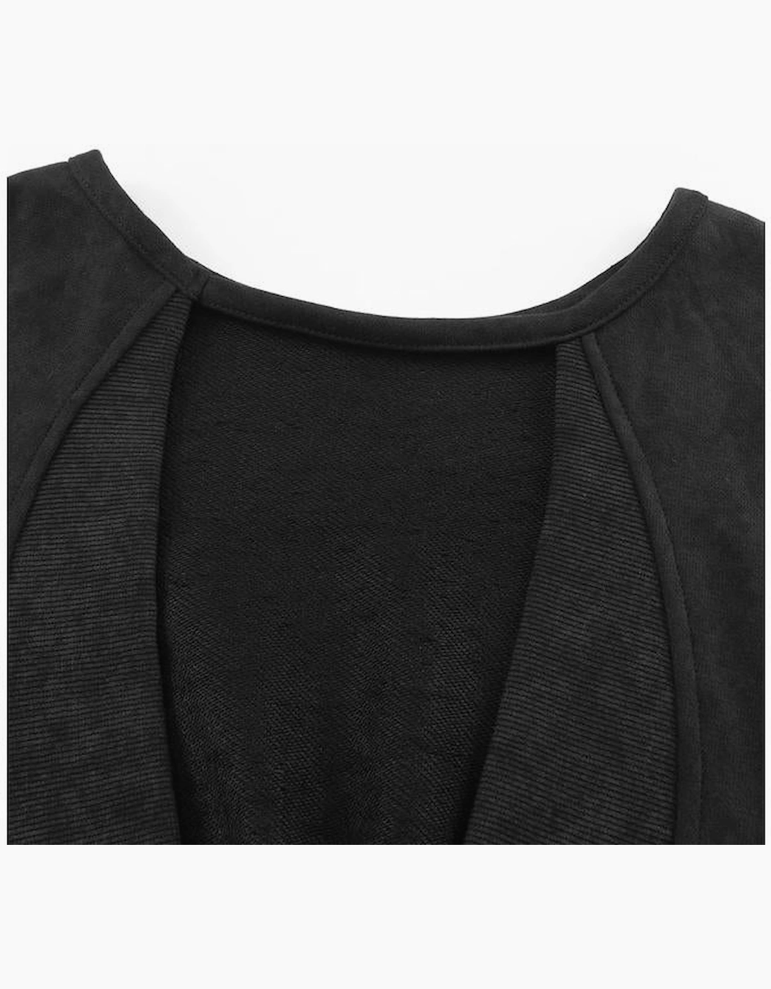 Black Acid Wash V-shape Open Back Sweatshirt