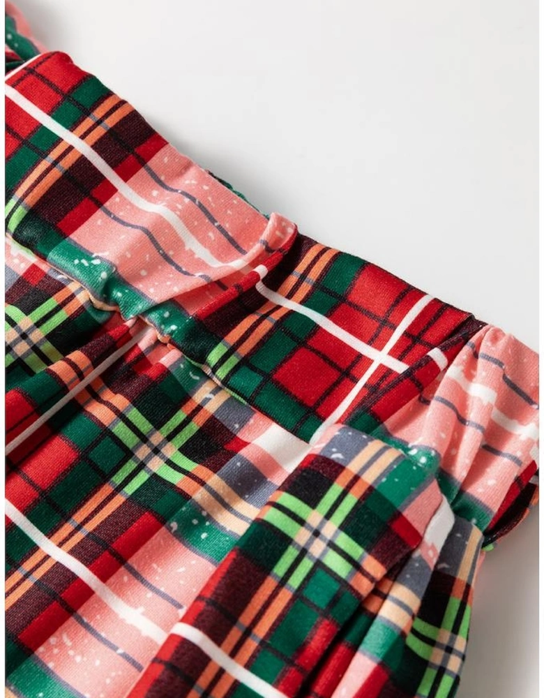 Red Christmas Plaid Allover Top and Pants Lounge Set
