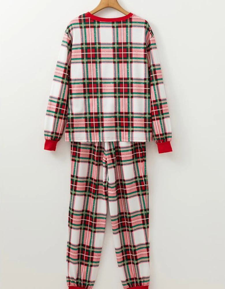 Red Christmas Plaid Allover Top and Pants Lounge Set