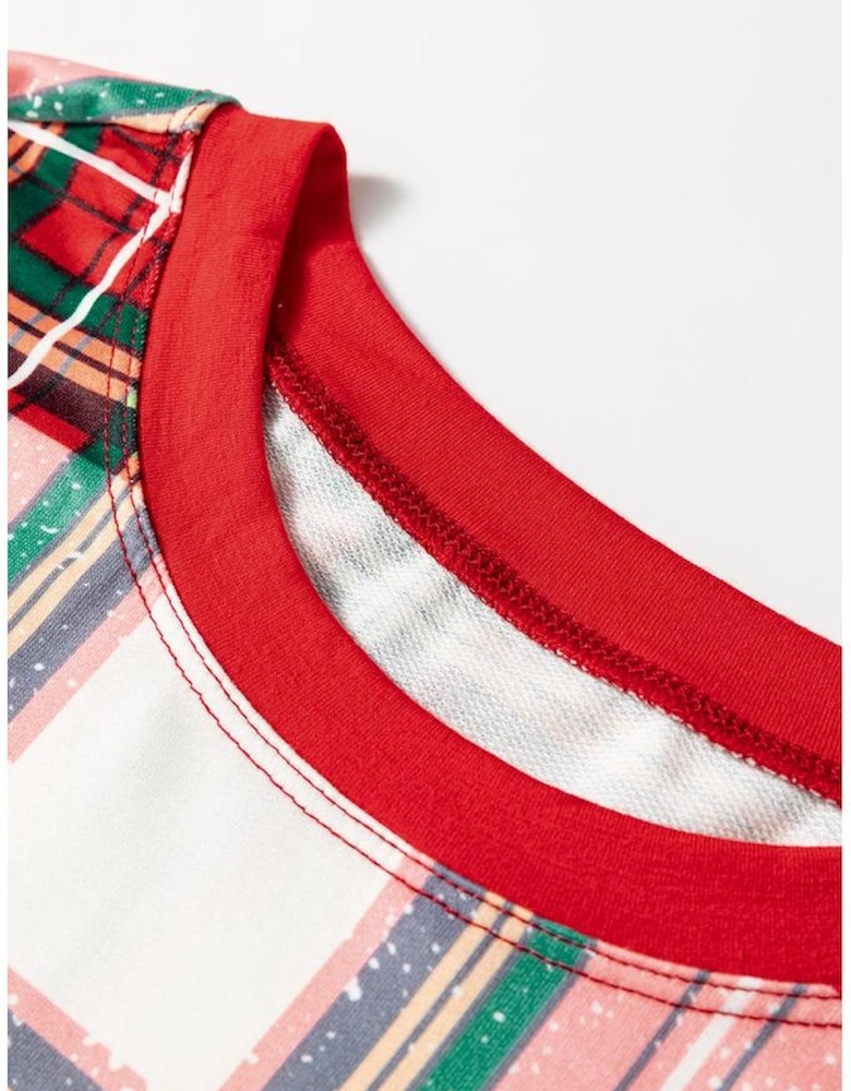 Red Christmas Plaid Allover Top and Pants Lounge Set