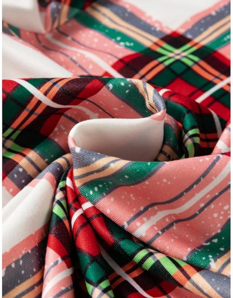 Red Christmas Plaid Allover Top and Pants Lounge Set