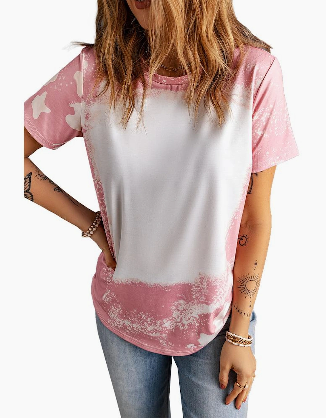 Pink Tie Dye Color Bleached Short Sleeve T Shirt, 16 of 15