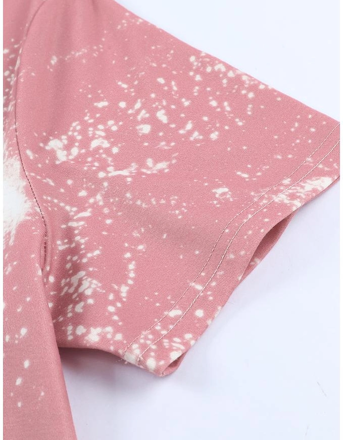 Pink Tie Dye Color Bleached Short Sleeve T Shirt