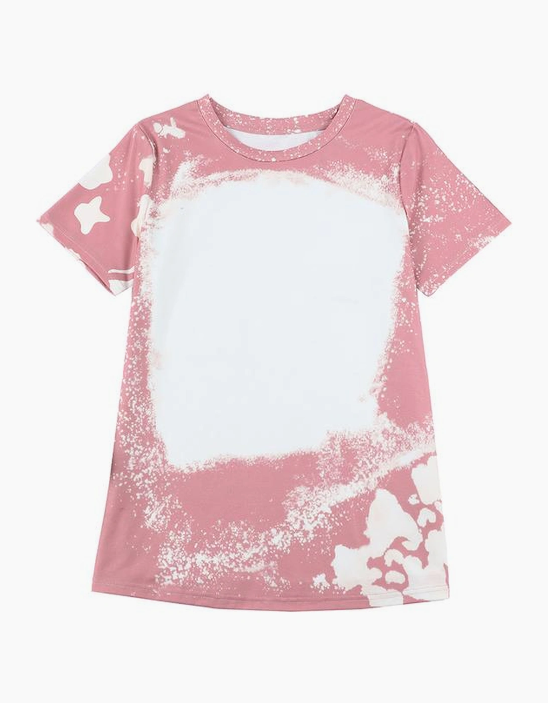 Pink Tie Dye Color Bleached Short Sleeve T Shirt