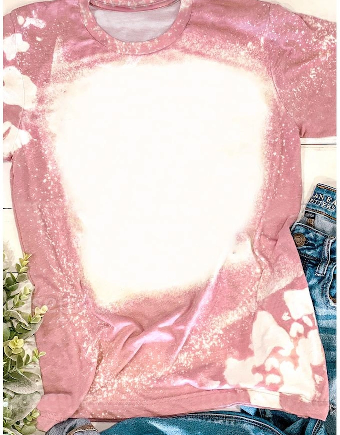 Pink Tie Dye Color Bleached Short Sleeve T Shirt