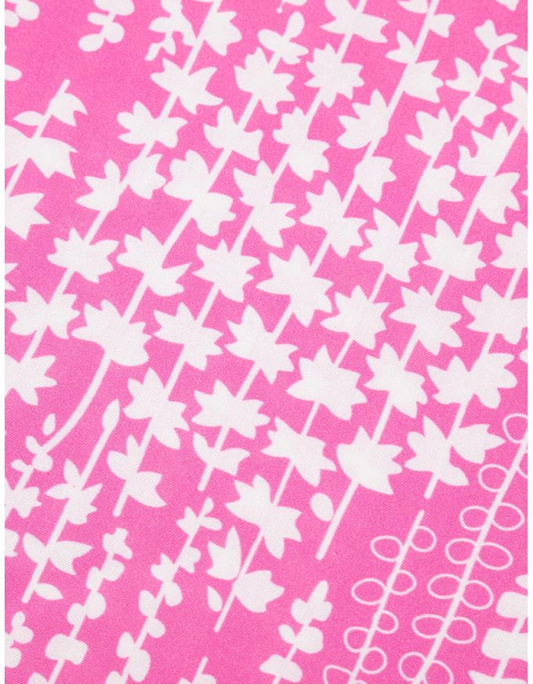 Pink Abstract Print Ric Rac Trim Flutter Sleeve Notch V Neck Blouse, 16 of 15