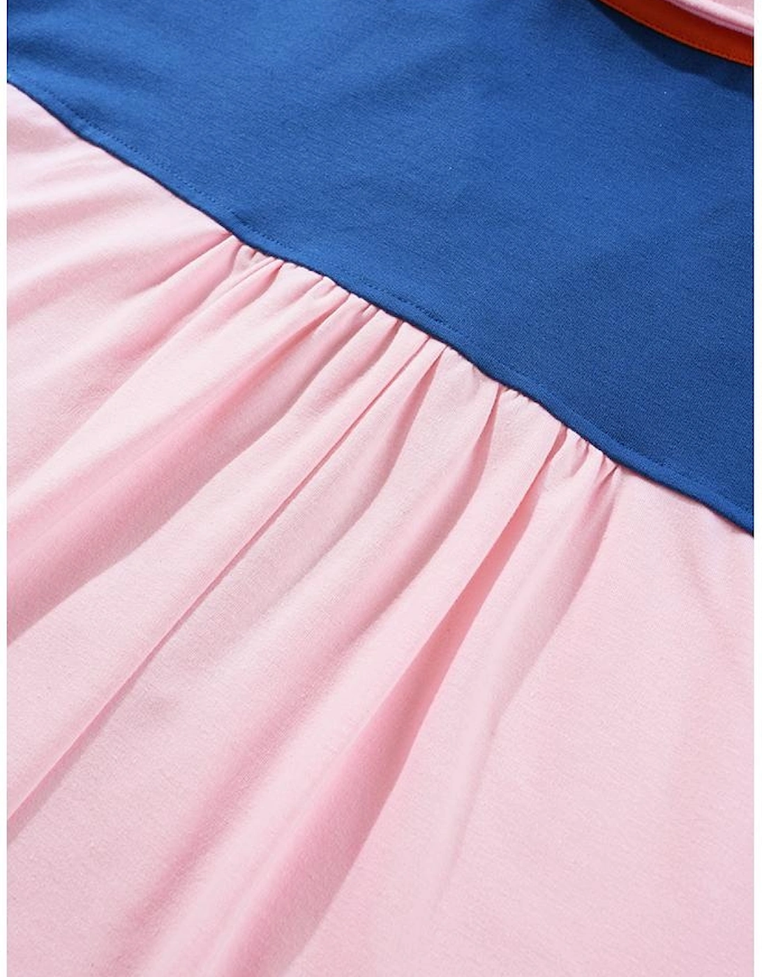 Gossamer Pink Color Block Half Buttoned Ruffled Short Sleeve T Shirt