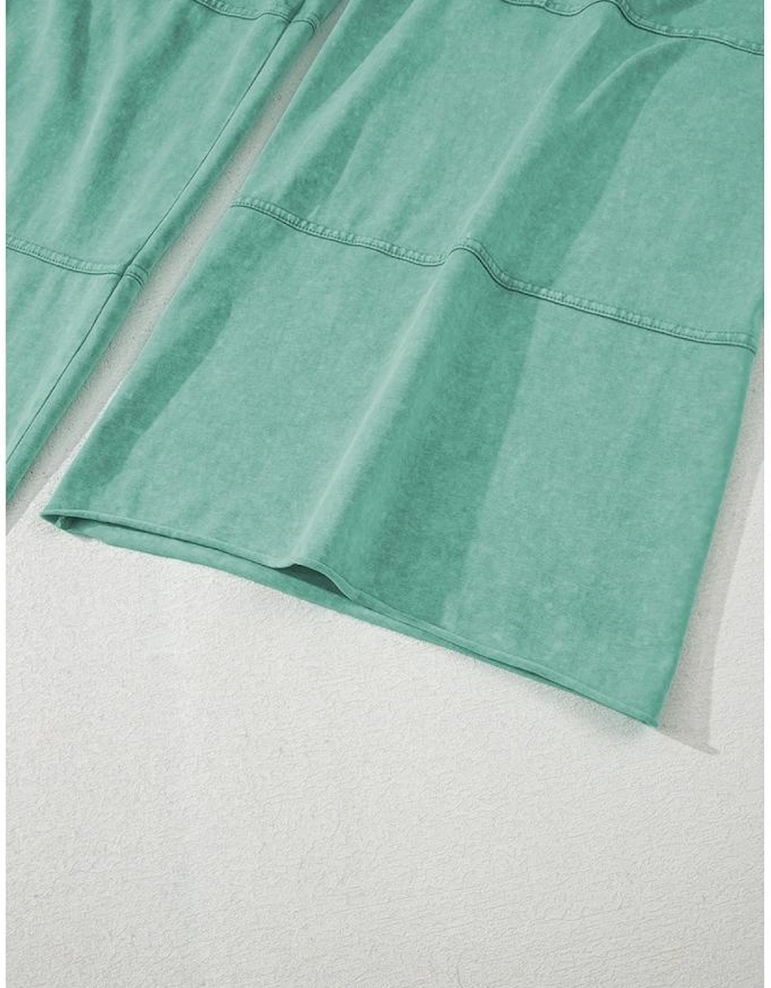 Mint Green Mineral Wash Exposed Seam Drawstring High Waist Wide Leg Cargo Pants