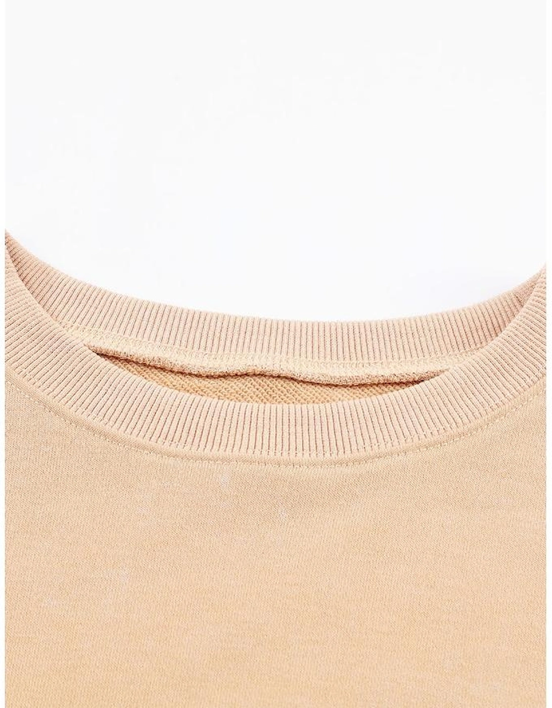 Khaki Drop Shoulder Ribbed Trim Oversized Sweatshirt