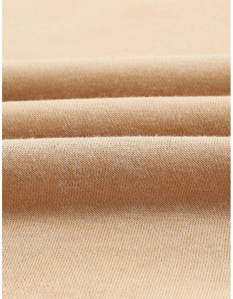 Khaki Drop Shoulder Ribbed Trim Oversized Sweatshirt