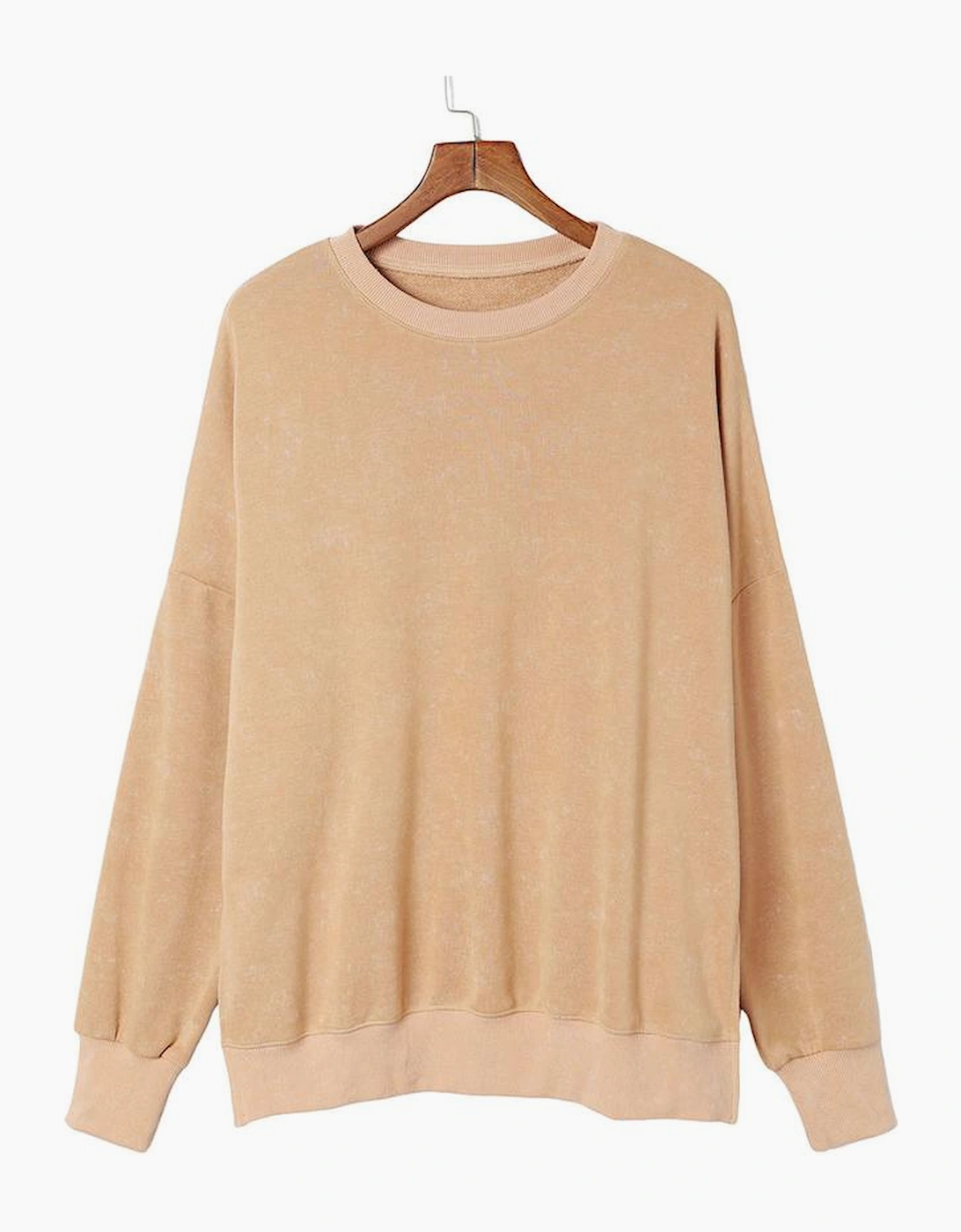 Khaki Drop Shoulder Ribbed Trim Oversized Sweatshirt