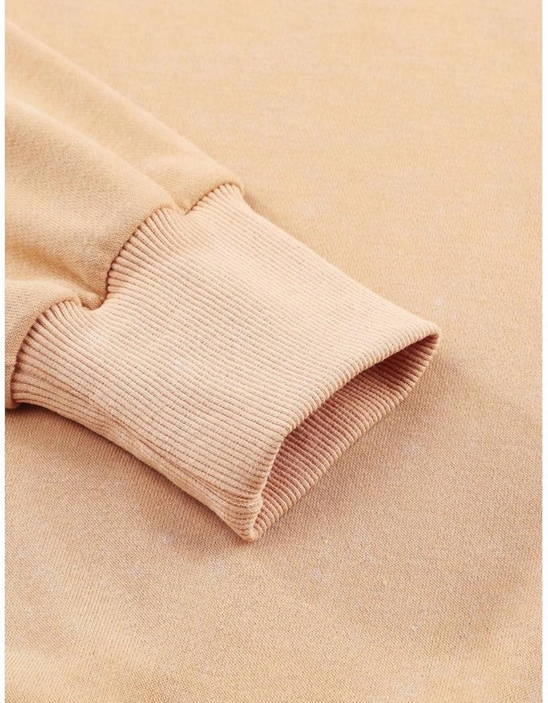 Khaki Drop Shoulder Ribbed Trim Oversized Sweatshirt