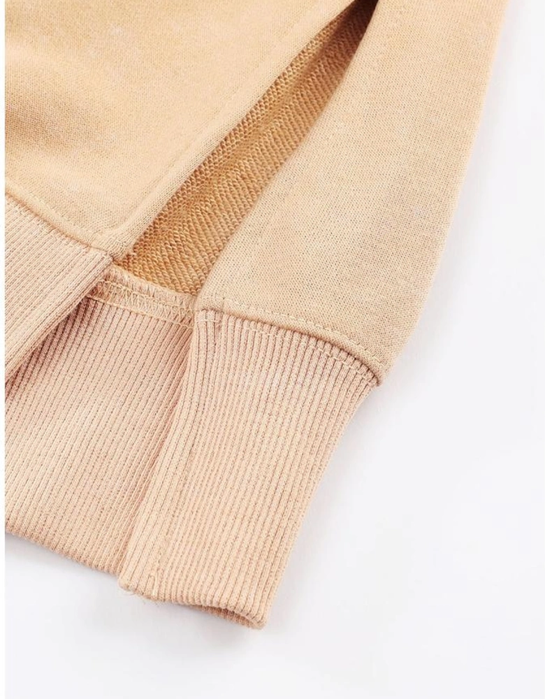 Khaki Drop Shoulder Ribbed Trim Oversized Sweatshirt