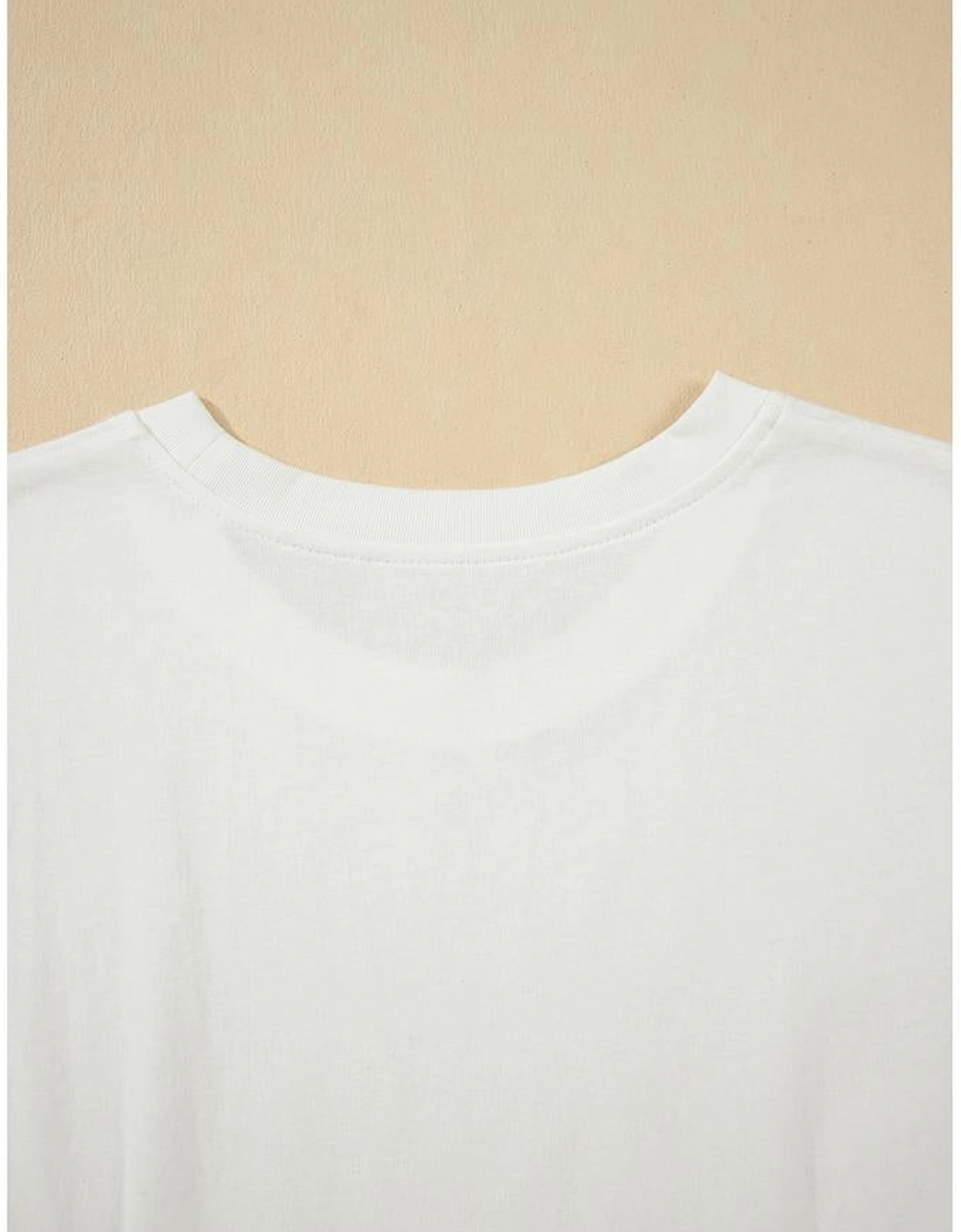 White Drop Shoulder Crew Neck Shift T Shirt Dress