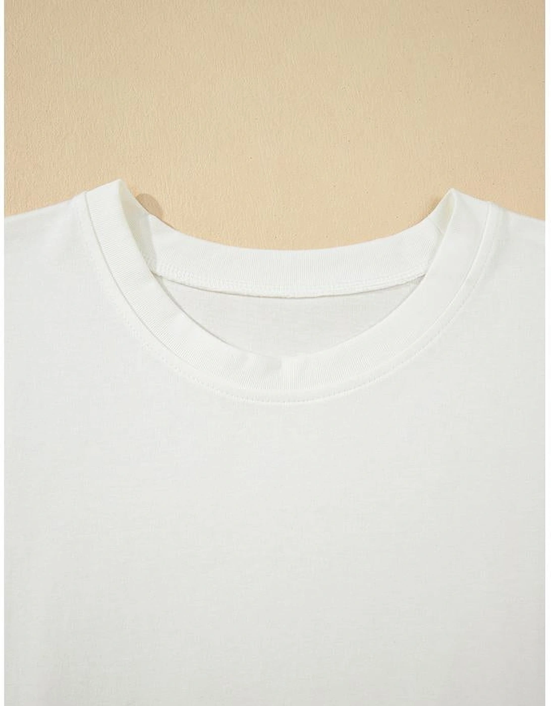 White Drop Shoulder Crew Neck Shift T Shirt Dress