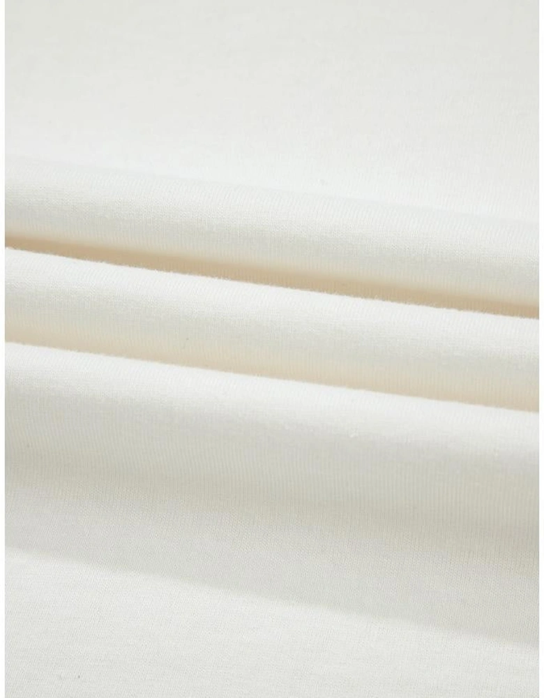 White Drop Shoulder Crew Neck Shift T Shirt Dress