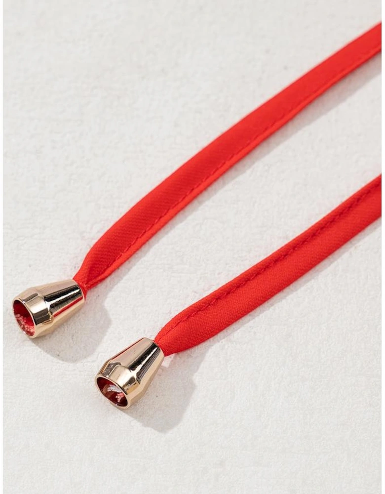 Red Plant Print Tiered Ruffled Sleeve V Neck Blouse