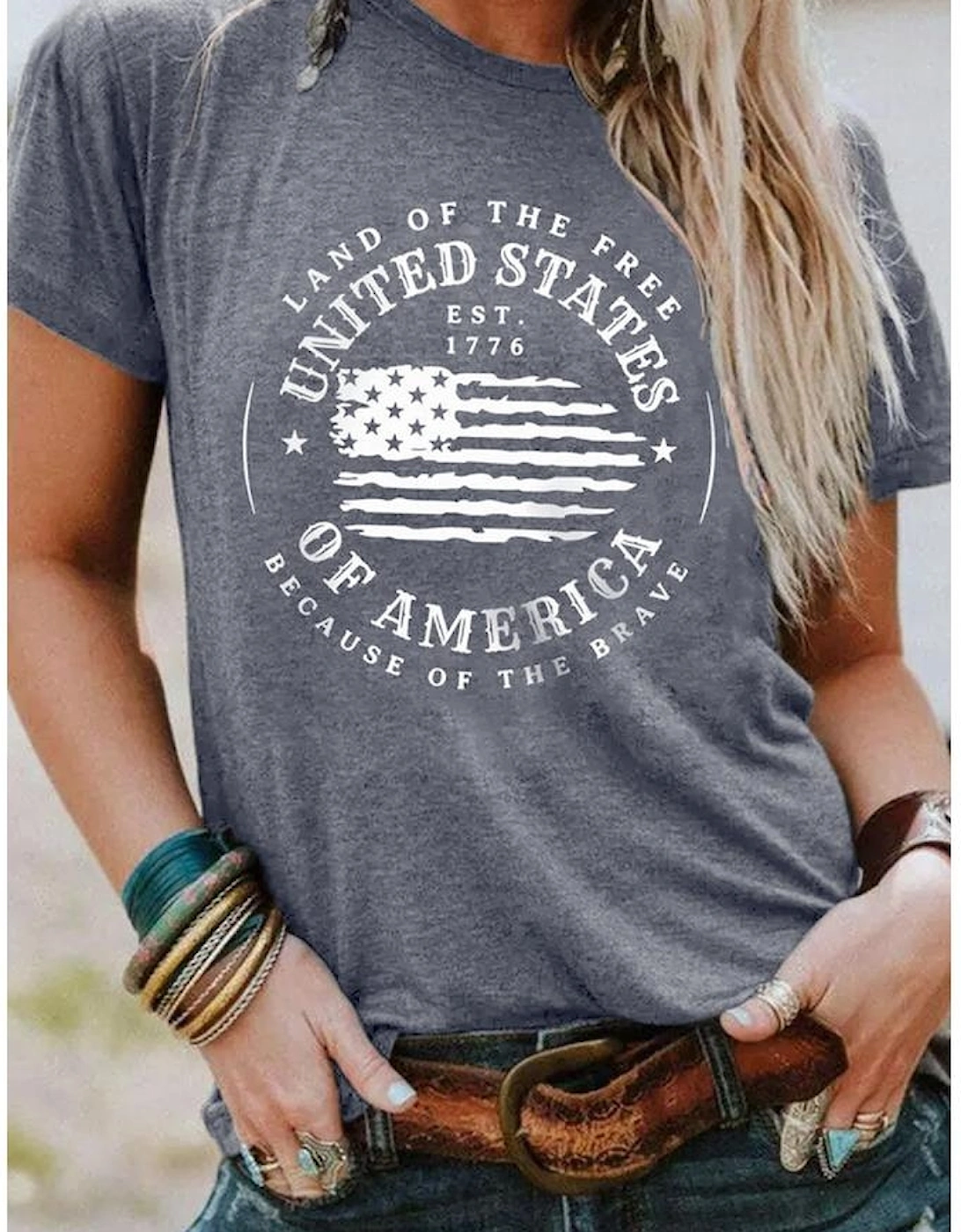 Gray United States Of America Flag Graphic Print T Shirt, 9 of 8