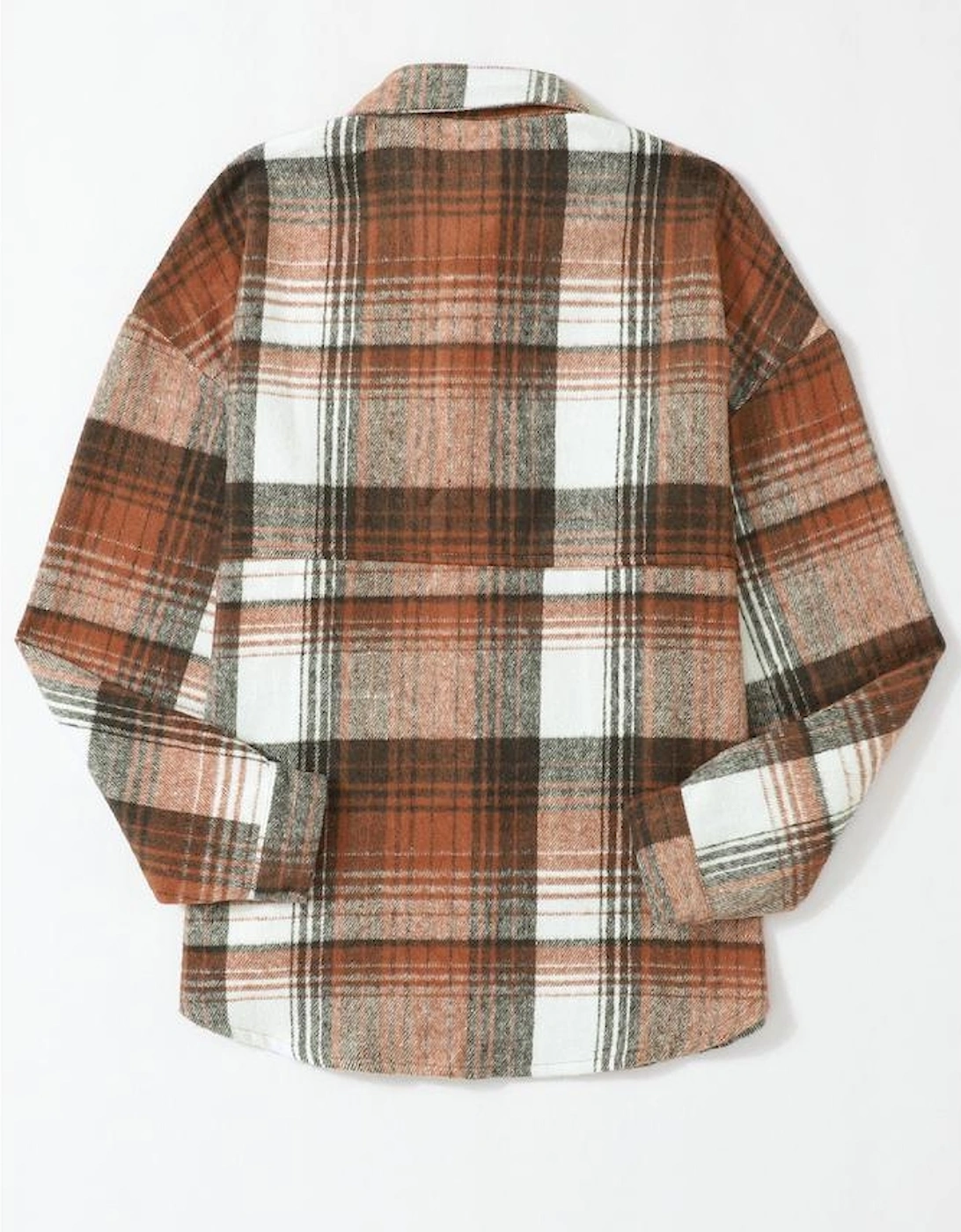 Brown Plaid Flap Pockets Shacket