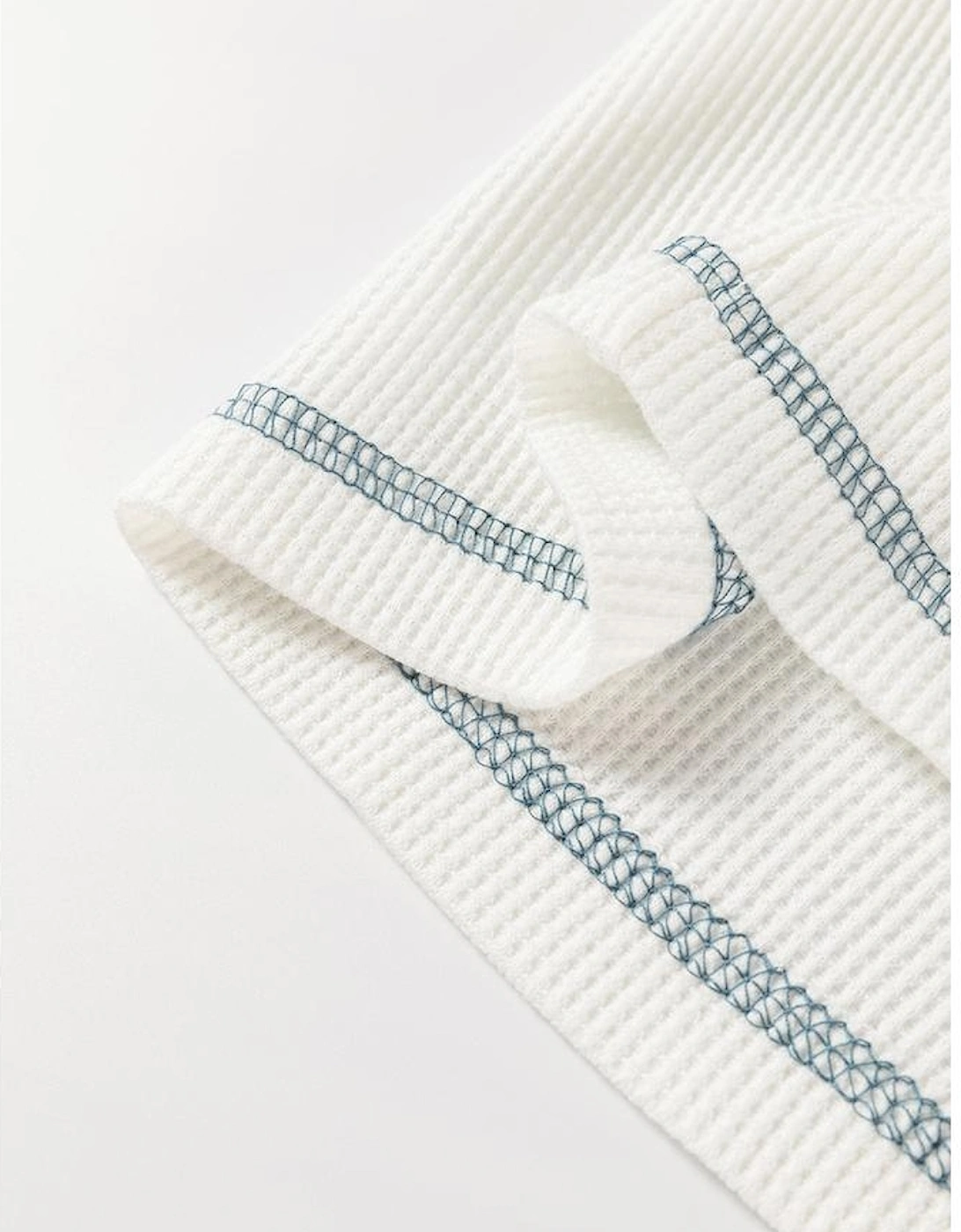 White Floral Patchwork Waffle Knit Raglan Top