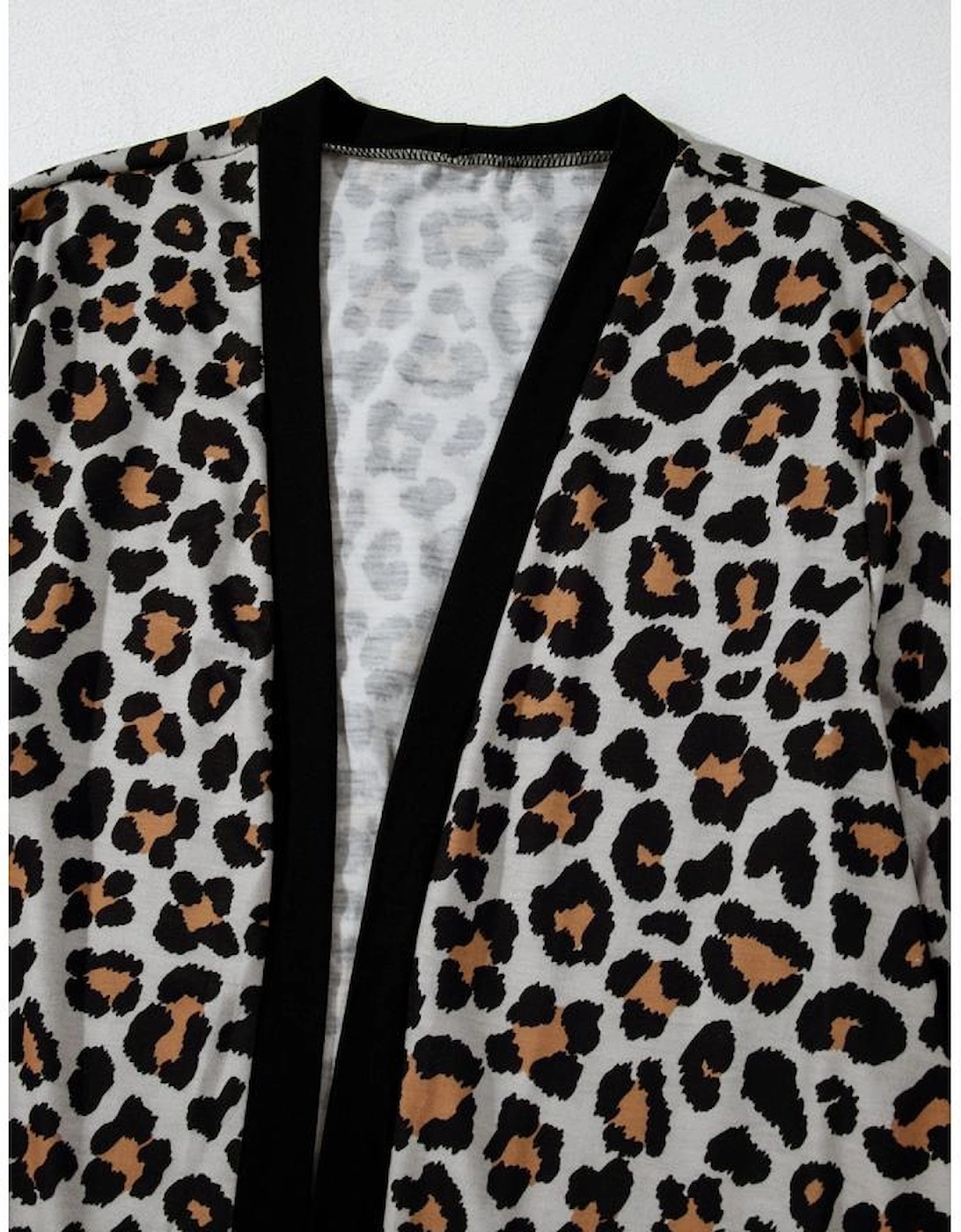 Black Leopard Patched Pocket Open Front Cardigan